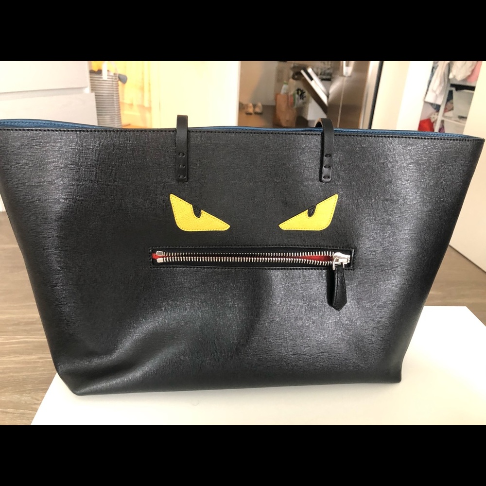 FENDI monster roll tote black bag